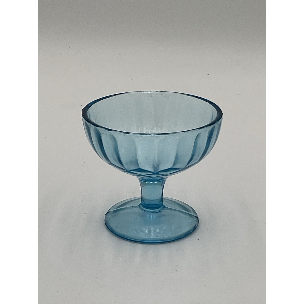 U.S. GLASS CO. AUNT POLLY BLUE FOOTED SHERBET or DESSERT DISH